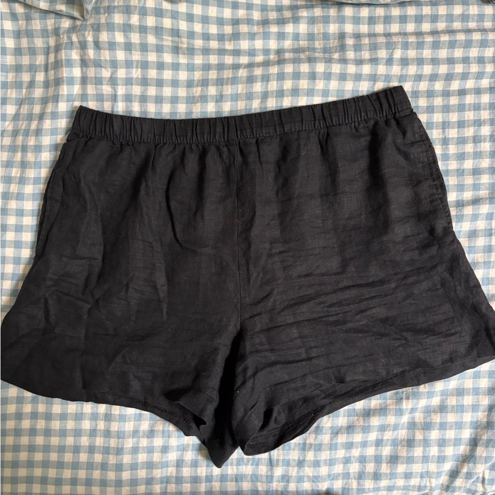 H&M Women's 100% Linen Black Shorts